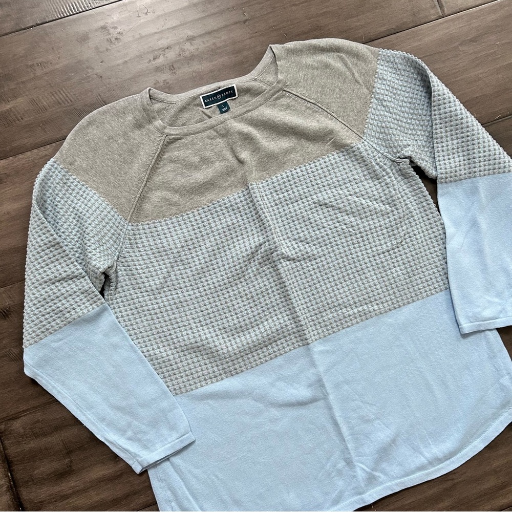 Cotton Sweater Size Large Karen Scott Colorblock Sweater